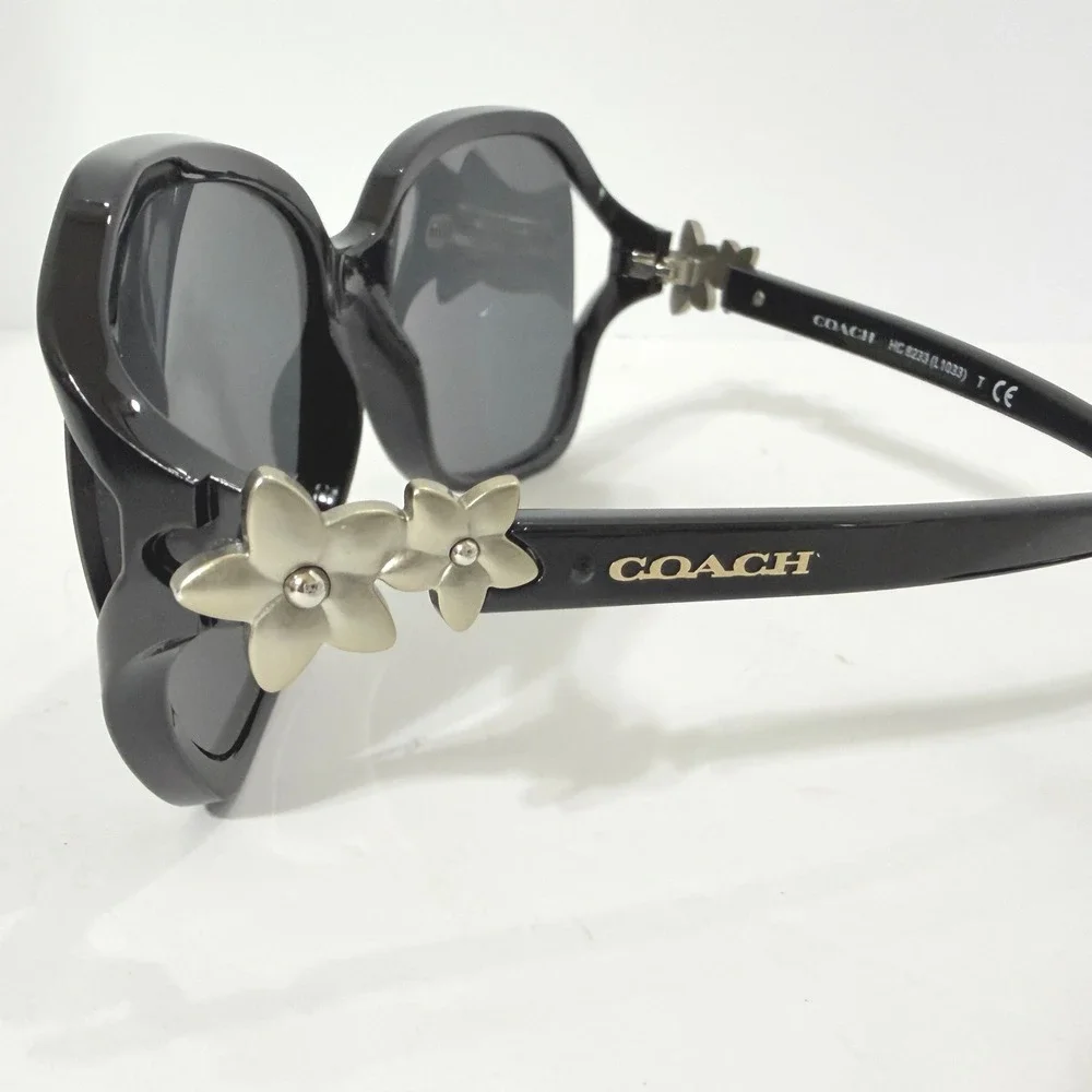 Coach HC8233 Black Silver Tea Rose Floral Sunglasses L1033 500287 59-17-135